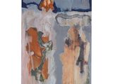 peinture abstraite représentant un homme et une femme debout devant un mur