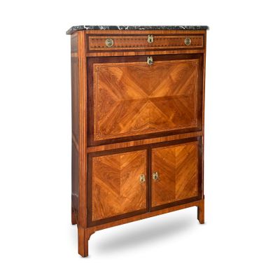 une image d'un meuble en bois avec un plateau en marbre