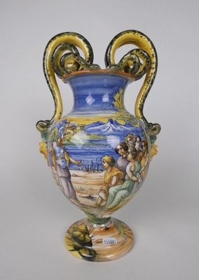 Céramique: Vase en faïence (egr) dans le goût de URBINO anse…