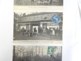 pictures of people riding horses in front of a building