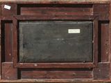 a picture of an old wooden frame with a label on it