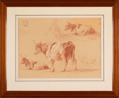 BRASCASSAT Jacques-Raymond (1804-1867) attribué à : "Étude de vaches", - Photo 1