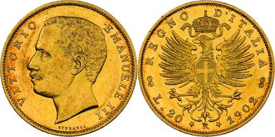 a gold sovereign coin with the head of a man with a crown on it