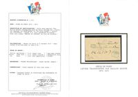 Ballon Monté LE WASHINGTON ou LE LOUIS BLANC. Carte frappée du cachet 