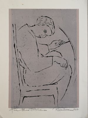 l'image d'un dessin représentant un homme assis sur une chaise