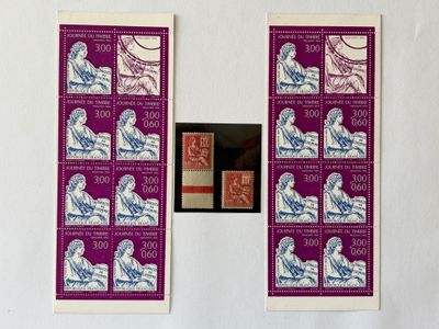 deux timbres avec la photo d'un homme et d'une femme
