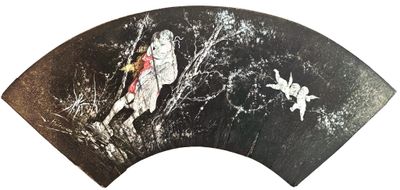 EVENTAIL – Hans HERRMANN (1858-1942, peintre allemand) / Gou…