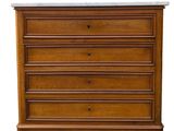 an image of a wooden chest of drawers with marble top
