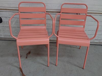 Lot de 2 chaises de jardin avec accoudoirs -BACA, en métal t…
