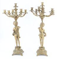 Paire de candélabres en bronze ciselé et patiné à sept lumiè… (photo 3)