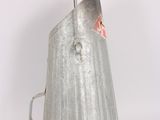 a metal watering can with a handle on a white background
