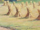 a painting of a bunch of straw in a field