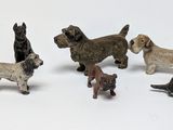 a lot of small toy dogs that are on a white surface
