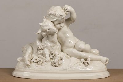 CAPODIMONTE. Groupe au jeune Bacchus et chèvre.