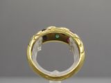 an image of a gold ring with multi colored stones on it