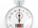 a stopwatch on a white background with a checkered pattern