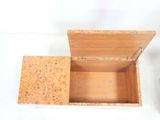 a small wooden box that is open on the floor