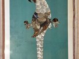 une photo d'une photo représentant un oiseau accrochée au mur