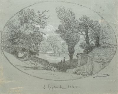 DAMOUR Charles, 1813-1860, Paysage, 3 septembre 1844, mine d… - Photo 1
