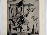 an image of a black and white drawing of a cat on a chair