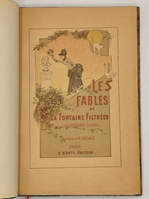 un livre ouvert avec l'image d'un homme et d'un chien