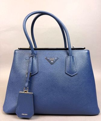 sac cabas authentique Prada en cuir bleu