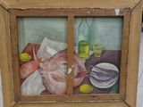 a picture of a painting of a fish in a window