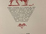 the back cover of a book with a drawing of a bull on it