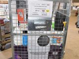 a cart with a lot of items in it in a warehouse