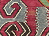 an image of a multicolored rug with a pattern on it