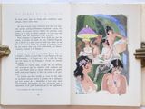 an open book with a picture of a woman and a man