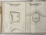 an open book with a drawing of a castle in it