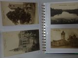 a person holding a book with pictures of a building