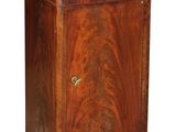 a wooden cabinet with a marble top on a white background