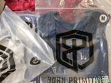 a bag of items that include a t - shirt, helmet, and other items