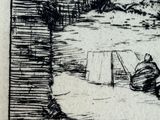 a black and white drawing of a man sitting in a boat