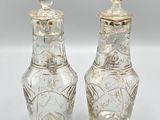 pair of antique cut glass salt and pepper shakers