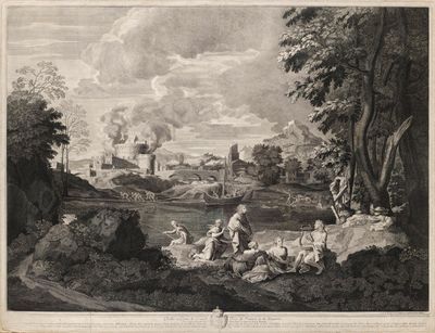 une photo d'un tableau représentant un homme et une femme dans un paysage