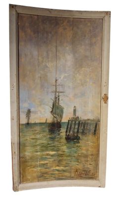 une image d'une peinture représentant un bateau dans l'eau
