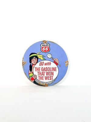 Plaque émaillée ronde d'après Phillips 66 Diamètre : 30 cm Petits écla - Photo 1