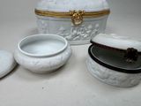 a white box with a lid sitting next to a bowl