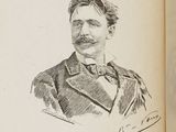 drawing of a portrait of a man in a suit and bow tie