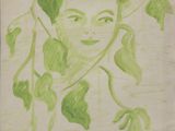 dessin représentant une femme tenant une plante à la main