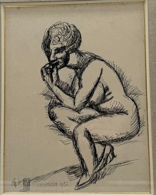 Marcel GROMAIRE (1892-1971) Femme nue assise, le menton appu…