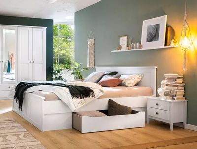 Lit ROSENHEIM 180x200 + 2 chevets + 2 tiroirs de lit , coule…