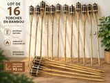 lot de 16 torches en bambou