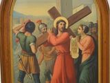 an image of a painting of jesus carrying the cross