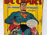 the cover of a comic book with a superman flying through the air