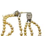 an image of a close up of a necklace with pearls on a white background