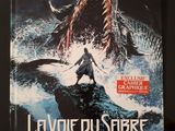 la couverture du livre *Livvie du Sibre*, sur laquelle figure un homme dans un bateau face à un requin